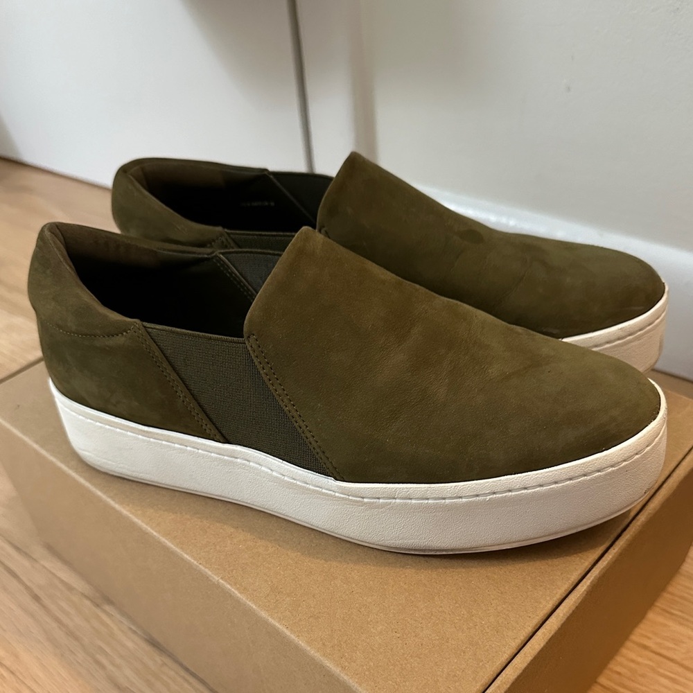 Vince Warren olive green suede sneakers